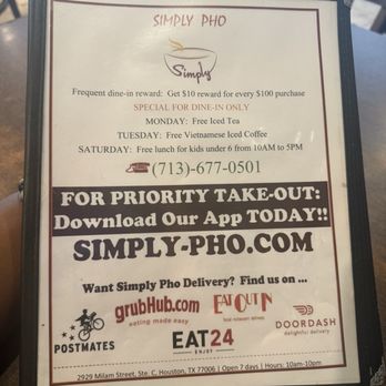 Simply Pho - Menu - Vietnamese Near Me - Houston, Texas Simply Pho - Menu - Vietnamese Near Me - Houston, Texas