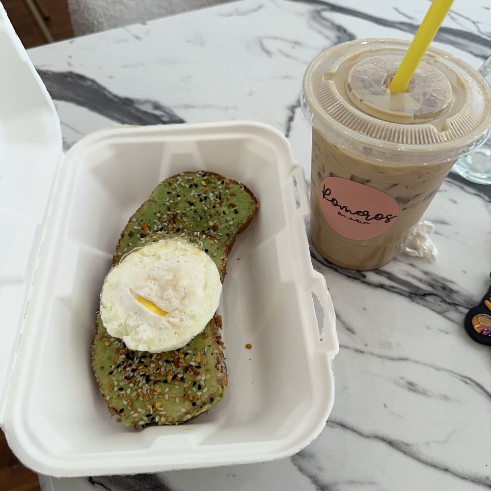 Romeros - Iced Dirty Horchata and Avocado Toast with egg - Coffee & Tea Near Me - Ennis, Texas Romeros - Iced Dirty Horchata and Avocado Toast with egg - Coffee & Tea Near Me - Ennis, Texas