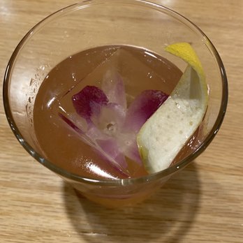 Uncle - Pink suede. I appreciate the orchid frozen in the ice cube. Nice touch! - Ramen Near Me - Denver, Colorado