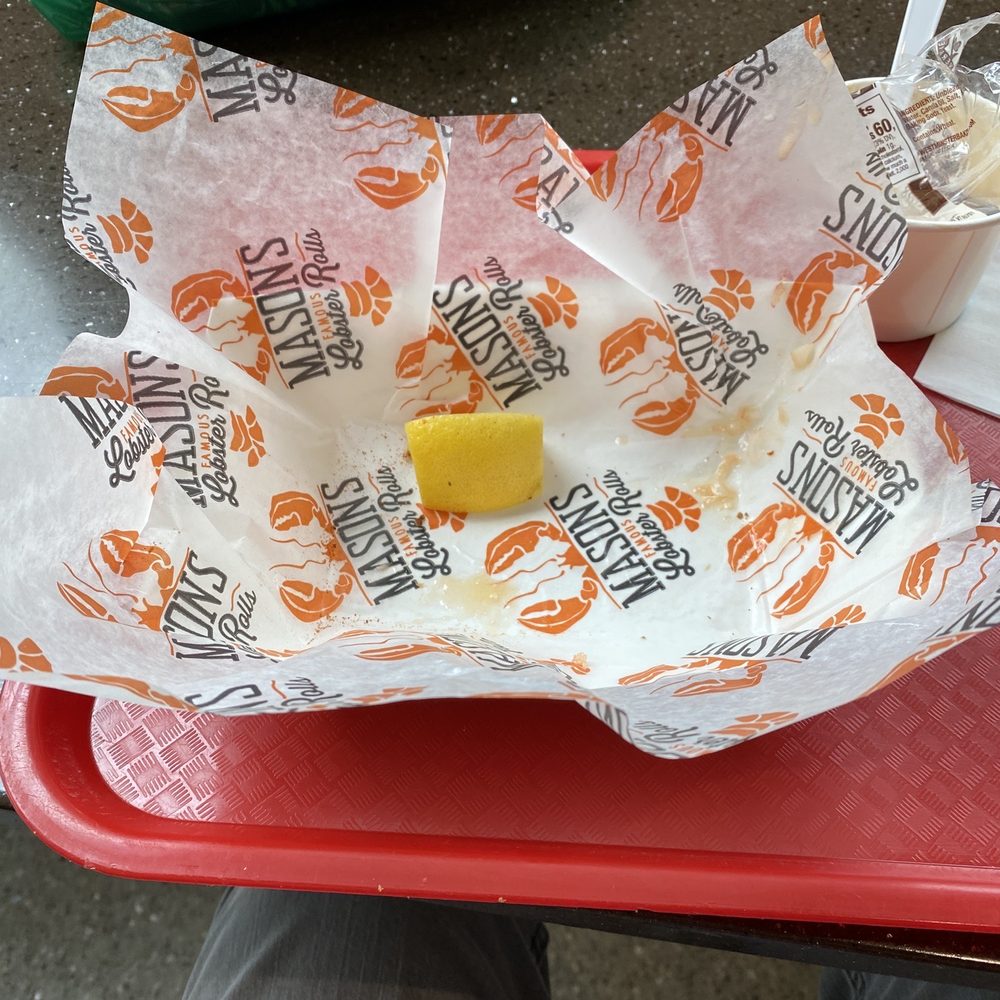 Empty lobster roll container. Ate it too fast. Empty lobster roll container. Ate it too fast.