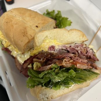 Donut Time Cafe - #25 Pastrami Sub Lunch with Egg and Bacon - Donuts Near Me - Northridge, California Donut Time Cafe - #25 Pastrami Sub Lunch with Egg and Bacon - Donuts Near Me - Northridge, California