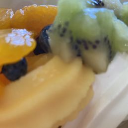 Citrus sorbet and vanilla with blueberries kiwi and blueberries