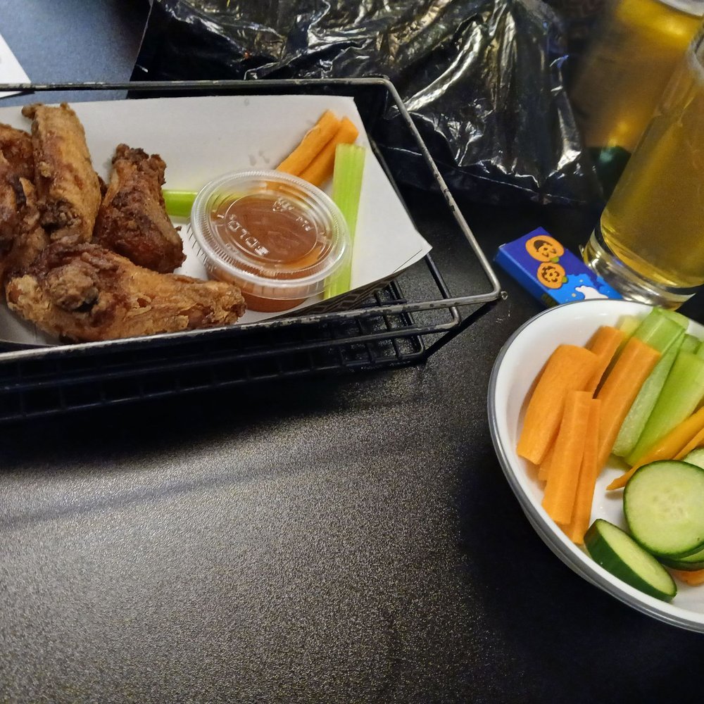 Brinstar - Chicken Wings Bone-In, fried, hot sauce on the side. Carrots and celery. Added extra fresh veggies side. - Arcades Near Me - Midland, Michigan