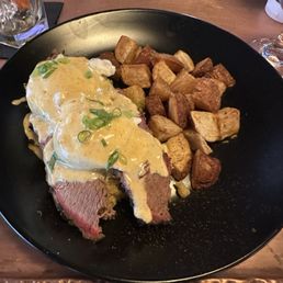 The Benny, eggs Benedict over brisket, cornbread. The Benny, eggs Benedict over brisket, cornbread.