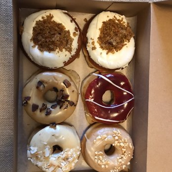 SuzyQ Doughnuts Hintonburg - Carrot cake, maple bacon YUM, cassis, pina colada and PB & J - Donuts Near Me - Ottawa, Ontario