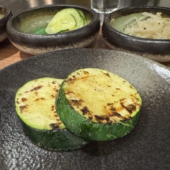 Yakiniku Shodai - Grilled zucchini, pickled cucumbers and seasoned bean sprouts - Japanese Near Me - San Francisco, California Yakiniku Shodai - Grilled zucchini, pickled cucumbers and seasoned bean sprouts - Japanese Near Me - San Francisco, California