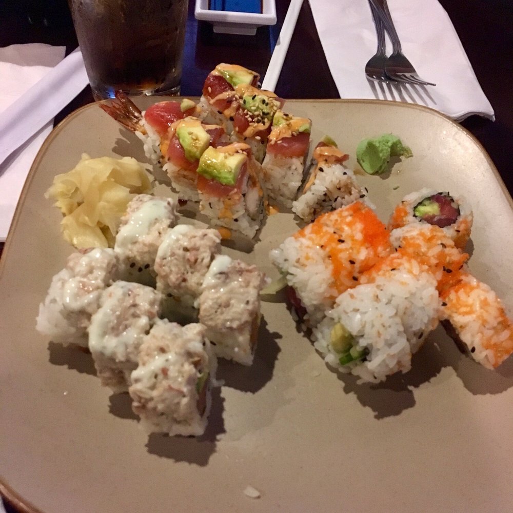 King crab roll, tuna California and no name roll up top King crab roll, tuna California and no name roll up top