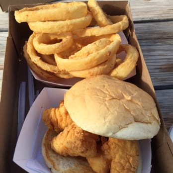 The Clam Shack - Fried Haddock sandwich and onion rings. - Seafood Near Me - Kennebunk, Maine