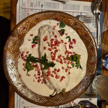 Comal - Chiles en Nogada (stuffed peppers in walnut sauce) were delicious! - Mexican Near Me - Heroica Puebla de Zaragoza, PUE Comal - Chiles en Nogada (stuffed peppers in walnut sauce) were delicious! - Mexican Near Me - Heroica Puebla de Zaragoza, PUE