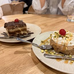 turkish tiramisu and baklava cheesecake!  both delicious but cheesecake was my favorite, very unique and dense with good flavor