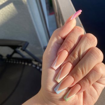 Nails By Trinnie - Colorful v tips - Nail Technicians Near Me - Rancho Cucamonga, California Nails By Trinnie - Colorful v tips - Nail Technicians Near Me - Rancho Cucamonga, California