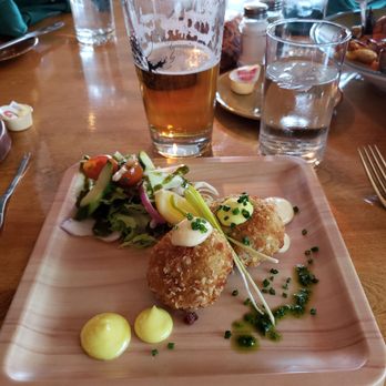 Fiddle River Restaurant - Halibut Salkon Cakes!  Mmmm - Seafood Near Me - Jasper, Alberta