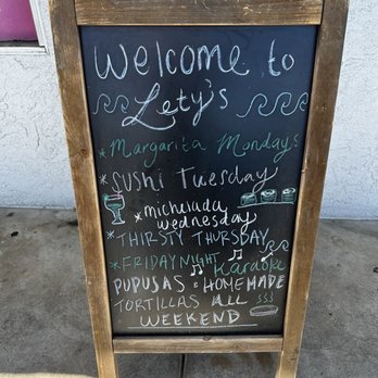Lety's - The menu in the front of the store. Everyday is something new - American Near Me - Fresno, California Lety's - The menu in the front of the store. Everyday is something new - American Near Me - Fresno, California