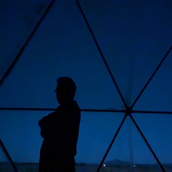 Clear Sky Resorts - Inside our dome looking out at night - Hotels Near Me - Williams, Arizona