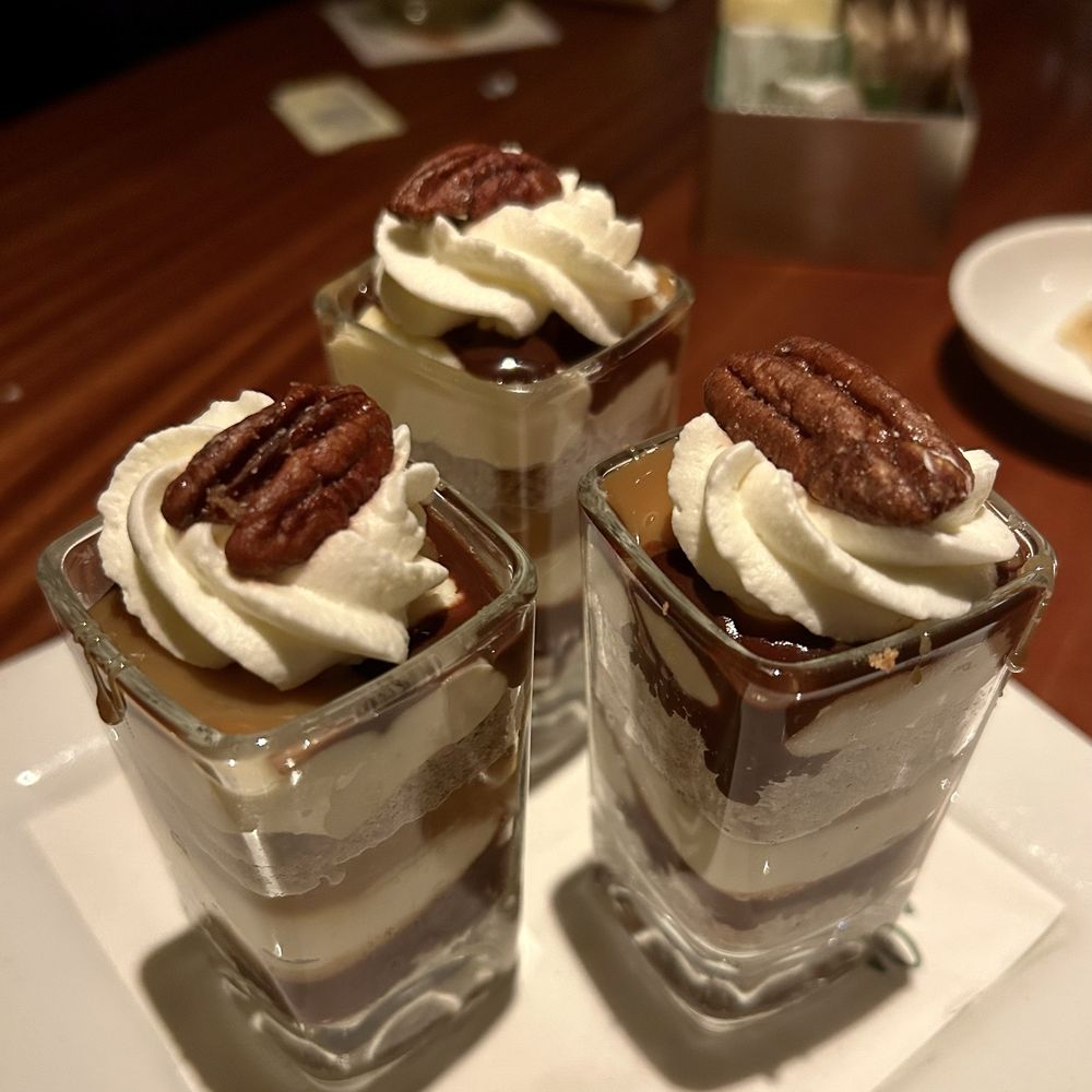 Seasons 52 - Turtle cheesecake dessert cups - New American Near Me - Bridgewater, New Jersey Seasons 52 - Turtle cheesecake dessert cups - New American Near Me - Bridgewater, New Jersey