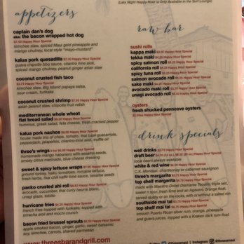 Three's Bar & Grill - Happy Hour Menu - Asian Fusion Near Me - Kihei, Hawaii Three's Bar & Grill - Happy Hour Menu - Asian Fusion Near Me - Kihei, Hawaii
