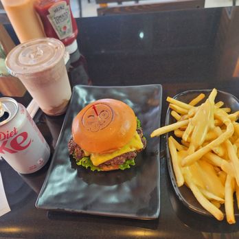 Emoji Burger - My lunch, Da Wink burger, cheese fries, soda and chocolate shake. - Burgers Near Me - Astoria, New York Emoji Burger - My lunch, Da Wink burger, cheese fries, soda and chocolate shake. - Burgers Near Me - Astoria, New York
