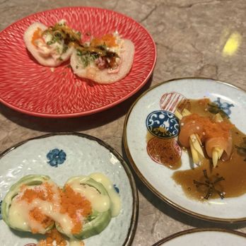 Umiya - seafood dynamite ( top ) cucumber wrap ( left ) salmon mango ( right ) - Sushi Bars Near Me - Humble, Texas Umiya - seafood dynamite ( top ) cucumber wrap ( left ) salmon mango ( right ) - Sushi Bars Near Me - Humble, Texas
