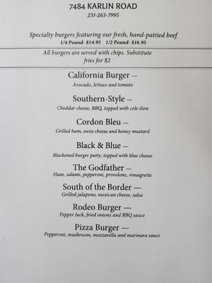Menu photo 1 Karlin Inn Interlochen, MI Menu photo 1 Karlin Inn Interlochen, MI