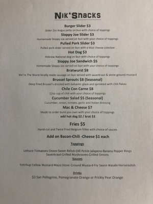 Menu photo 2 Nik'Snacks Bend, OR