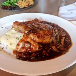 Pork steak with mushroom sauce