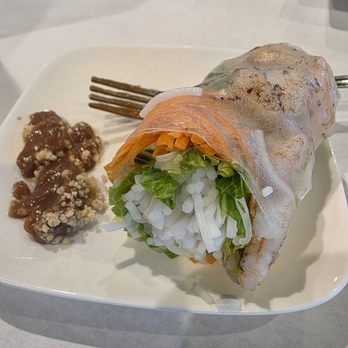 White Bowl - Shrimp spring roll with peanut sauce. - Vietnamese Near Me - Houma, Louisiana White Bowl - Shrimp spring roll with peanut sauce. - Vietnamese Near Me - Houma, Louisiana