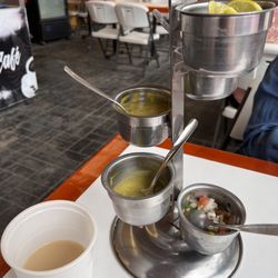 Tropi Tacos - Horchata & salsa tower