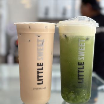 Little Sweet - Assam Black Milk Tea + Creamy Thai Green Milk Tea with Lychee Jelly - Juice Bars & Smoothies Near Me - San Francisco, California Little Sweet - Assam Black Milk Tea + Creamy Thai Green Milk Tea with Lychee Jelly - Juice Bars & Smoothies Near Me - San Francisco, California