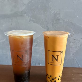 N7 Draft Tea + Coffee - Litchi Peachee with boba & Thai House Milk Tea with boba - Coffee & Tea Near Me - San Jose, California N7 Draft Tea + Coffee - Litchi Peachee with boba & Thai House Milk Tea with boba - Coffee & Tea Near Me - San Jose, California