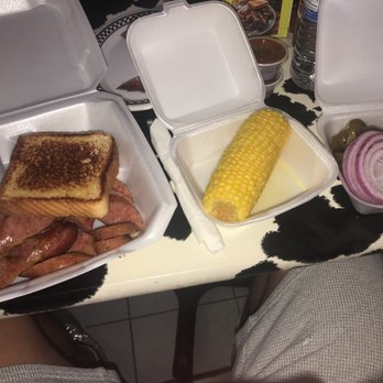 Pit-Master Bar-B-Que - Regular smoked sausage bbq beans and corn on cob with few stuff on side ! - Barbeque Near Me - The Woodlands, Texas
