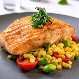 Salmon with Succotash Salmon with Succotash