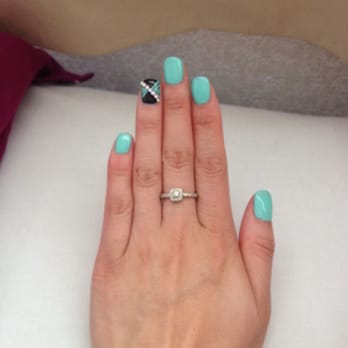 K3 Nails N Spa - Mint shellac w/ diamond design - Nail Salons Near Me - San Jose, California K3 Nails N Spa - Mint shellac w/ diamond design - Nail Salons Near Me - San Jose, California