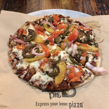 Your Pie - Kickin' BBQ Peach Pizza (no bacon, with peppadew peppers and basil) - Pizza Near Me - Columbus, Georgia Your Pie - Kickin' BBQ Peach Pizza (no bacon, with peppadew peppers and basil) - Pizza Near Me - Columbus, Georgia