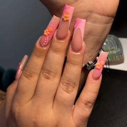 Long Square Nail Art + Charms