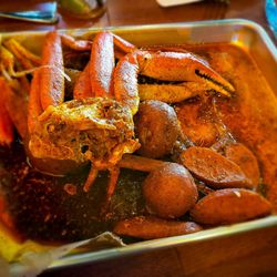 Ale’s Crab House - Snow crab boil (1lb) with potatoes and sausage with all 3 sauces.