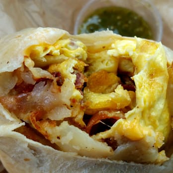The Original Tops - Bacon breakfast burrito w the excellent salsa. Don't you dare put ketchup on this bad boy. - Burgers Near Me - Pasadena, California The Original Tops - Bacon breakfast burrito w the excellent salsa. Don't you dare put ketchup on this bad boy. - Burgers Near Me - Pasadena, California