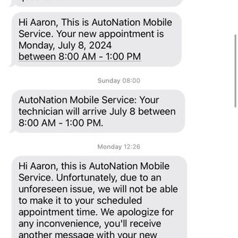 AutoNation Mobile Service - After several failed attempts being scheduled and rescheduled only to absolutely not come is PATHETIC. - Auto Repair Near Me AutoNation Mobile Service - After several failed attempts being scheduled and rescheduled only to absolutely not come is PATHETIC. - Auto Repair Near Me