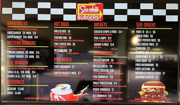Menu photo 1 Sno-white Drive-In Oakdale, CA Menu photo 1 Sno-white Drive-In Oakdale, CA