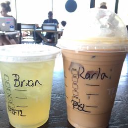 Peach lemons and iced pumpkin latte.