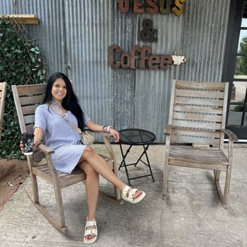 Gruene Coffee Haus - Me haha in their cute rocking chair set up! So cute for pics. - Coffee & Tea Near Me - New Braunfels, Texas Gruene Coffee Haus - Me haha in their cute rocking chair set up! So cute for pics. - Coffee & Tea Near Me - New Braunfels, Texas
