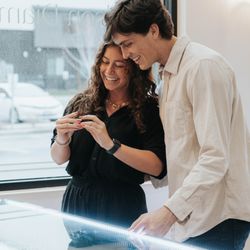 Wilson Diamonds - Wilson Diamonds customers browsing engagement rings in the Provo, UT showroom