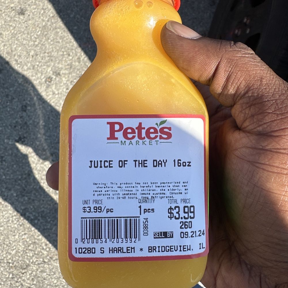 Pete's Market - Mango,orange and lemon. Juice of the day. So delicious. - Grocery Near Me - Bridgeview, Illinois Pete's Market - Mango,orange and lemon. Juice of the day. So delicious. - Grocery Near Me - Bridgeview, Illinois