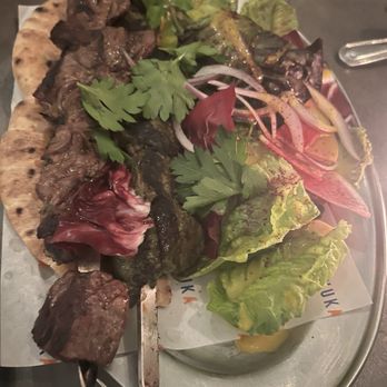 Shuka - Niman Ranch Sirloin Steak Kebab + Grilled Lamb Kebab - Mediterranean Near Me - New York, New York Shuka - Niman Ranch Sirloin Steak Kebab + Grilled Lamb Kebab - Mediterranean Near Me - New York, New York