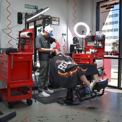 Barber at work.