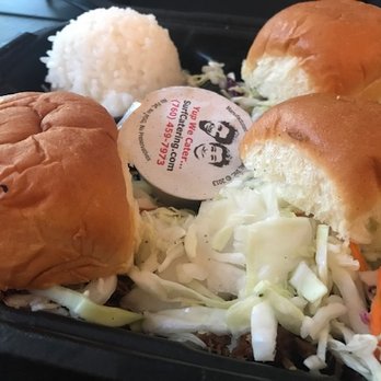 Surf Brothers Teriyaki - Sliders. You can get these with chicken or steak. The Hawaiian rolls are, of course, delicious. - Hawaiian Near Me - Carlsbad, California Surf Brothers Teriyaki - Sliders. You can get these with chicken or steak. The Hawaiian rolls are, of course, delicious. - Hawaiian Near Me - Carlsbad, California