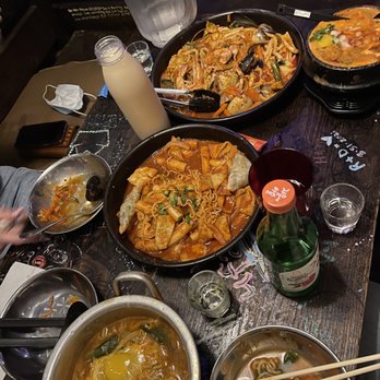 Dansungsa - Ramen, Tuckpocky + dumplings, Spicy Seafood Noodles, Soft Tofu Soup! (bottom to top) - Bars Near Me - Dallas, Texas