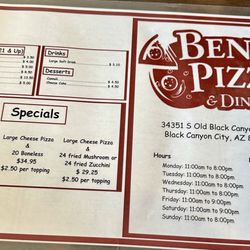 Beni’s Pizza - Menu