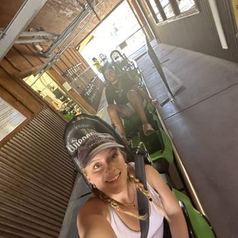Alpine Slide At Magic Mountain - waiting to go on the mine shaft roller coaster - Go Karts Near Me - Big Bear Lake, California