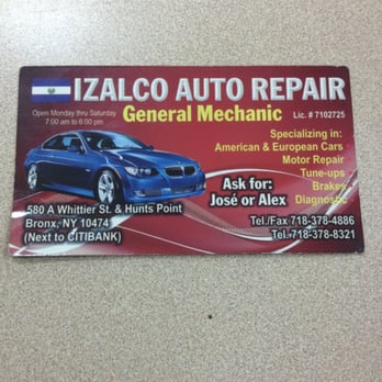 Izalco Auto Repair - Business card - Auto Repair Near Me - Bronx, New York Izalco Auto Repair - Business card - Auto Repair Near Me - Bronx, New York