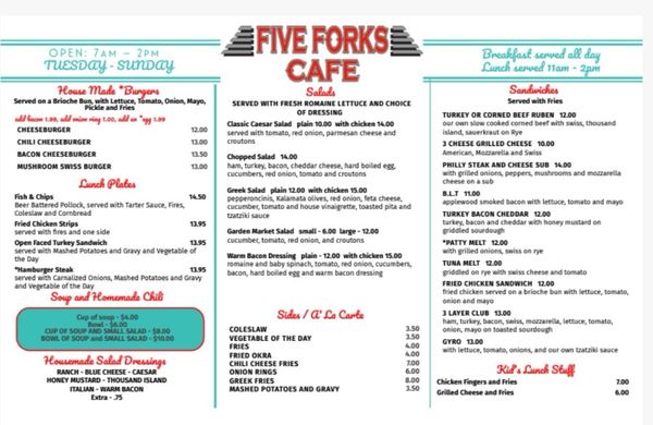 Menu photo 4 Five Forks Cafe Williamsburg, VA